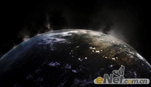 photoshop合成制作出流星撞击星球的壮观景象