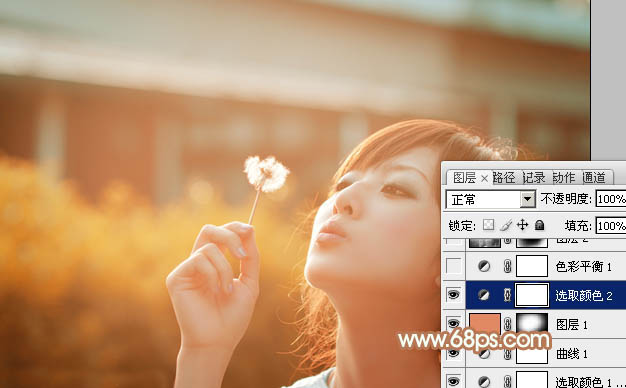 Photoshop为偏暗的外景图片调制出唯美的粉褐色