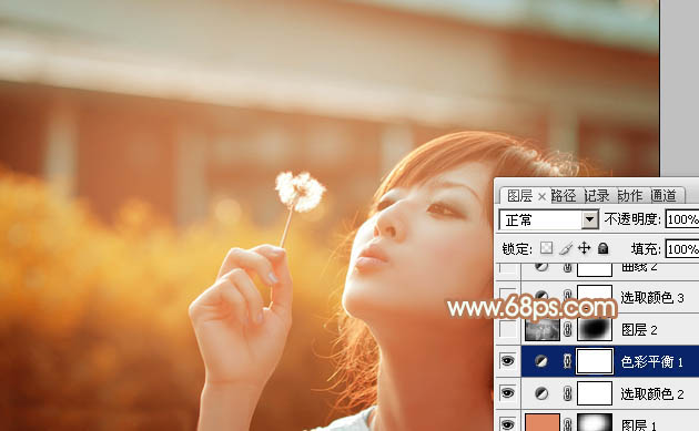 Photoshop为偏暗的外景图片调制出唯美的粉褐色