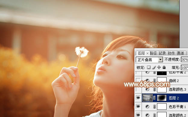 Photoshop为偏暗的外景图片调制出唯美的粉褐色