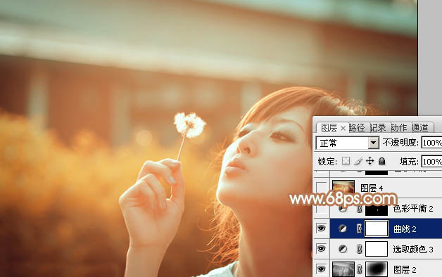 Photoshop为偏暗的外景图片调制出唯美的粉褐色