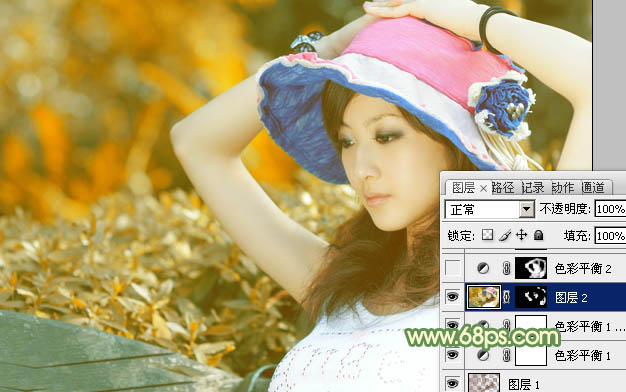 Photoshop为清纯美女图片增加上唯美的秋季暖褐色