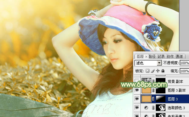 Photoshop为清纯美女图片增加上唯美的秋季暖褐色