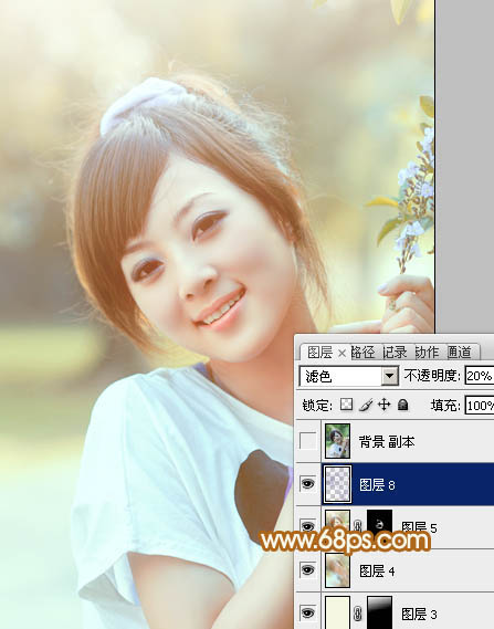 Photoshop为可爱外景人物图片加上暖暖的淡美粉黄色