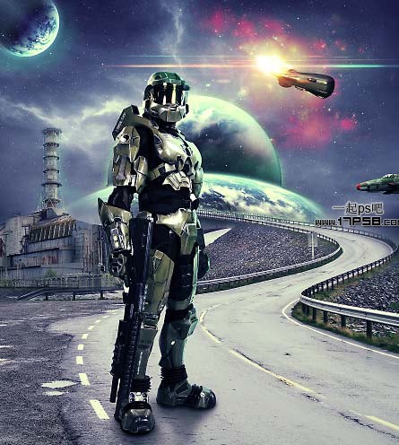photoshop合成制作出异星战场电影海报