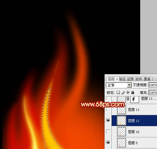 Photoshop设计制作出细长的燃烧的动感火苗