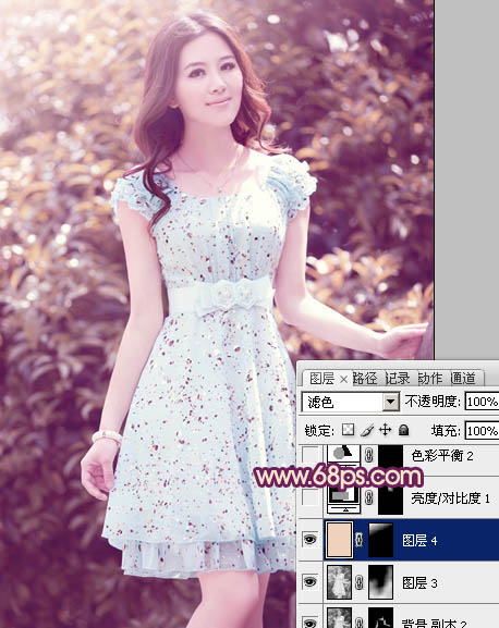 Photoshop将外景人物图片调制出流行的暗调黄紫色