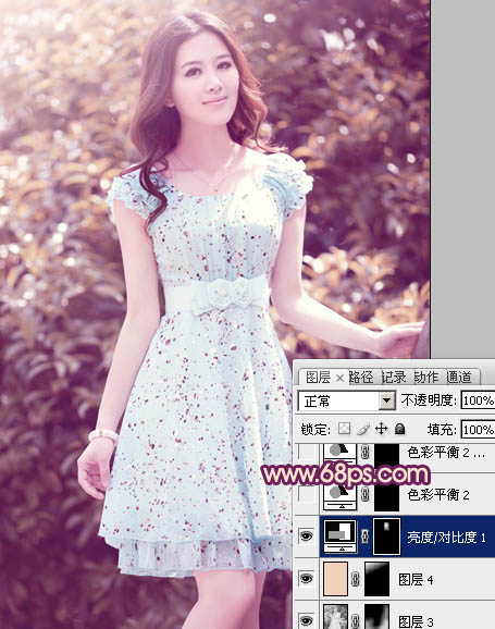 Photoshop将外景人物图片调制出流行的暗调黄紫色