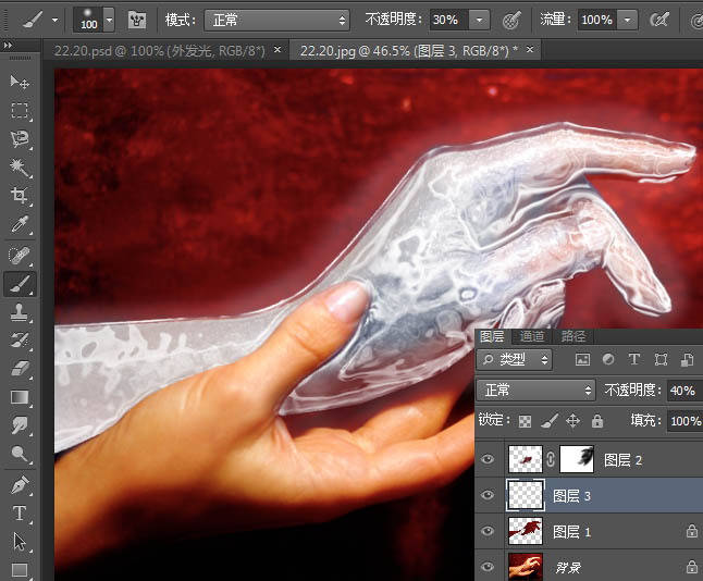 photoshop利用滤镜打造出超酷的冰冻之手
