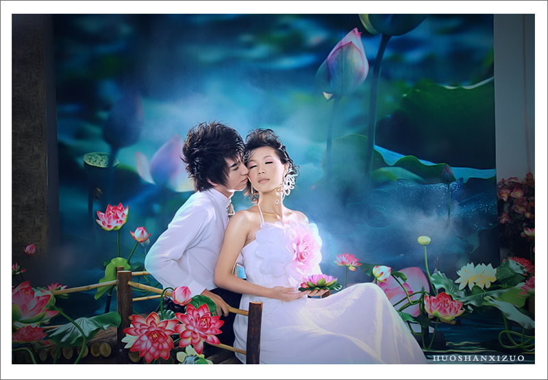 PhotoShop为情侣婚纱照片调制出梦幻清新效果