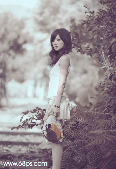 photoshop利用通道替换为外景美女增加韩系中性红灰色