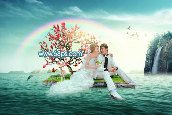 Photoshop打造唯美的彩虹岛婚片教程