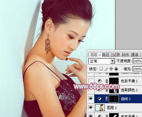 PhotoshopΪ����ǽ�ڵ���Ů����ůů�ĵ������ɫ