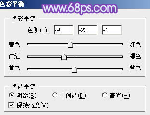 Photoshop为外景人物图片调制出柔美的蓝色效果