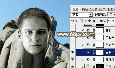 photoshop快速把人物头像制作成石头里的石像教程