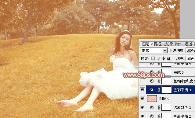 Photoshop为草地婚片添加淡美的暖褐色效果