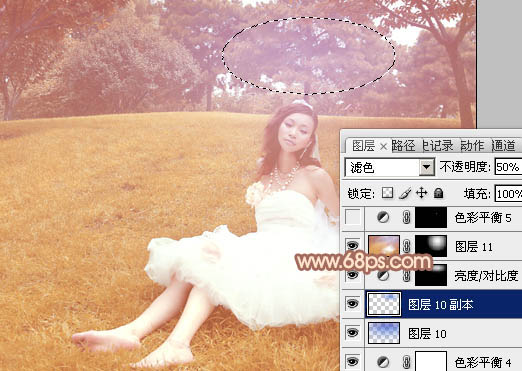 Photoshop为草地婚片添加淡美的暖褐色效果