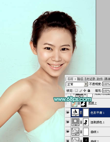Photoshop将室内人像调制出青红蜜糖色效果