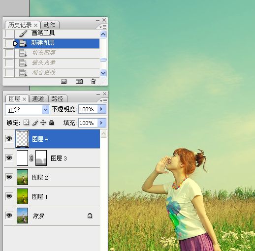 Photoshop为草原人物增加漂亮的黄绿色效果教程