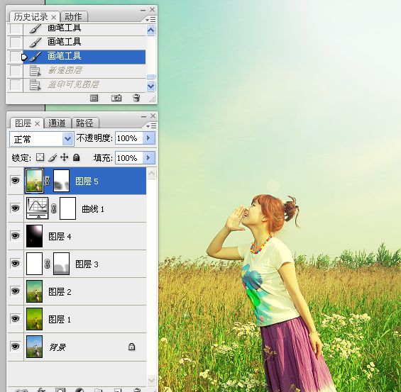 Photoshop为草原人物增加漂亮的黄绿色效果教程