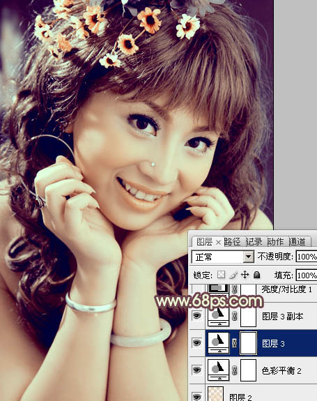 Photoshop为室内人像打造出古典淡黄色效果