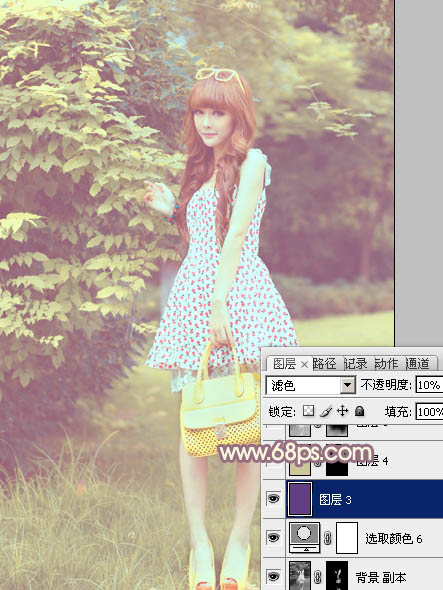 Photoshop为树林美女调制出柔美朦胧的淡褐色效果