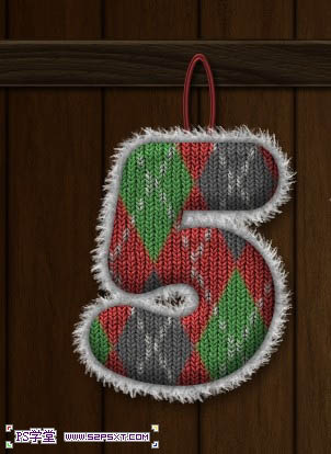 photoshop利用图层样式及画笔设计制作逼真的针织毛线字