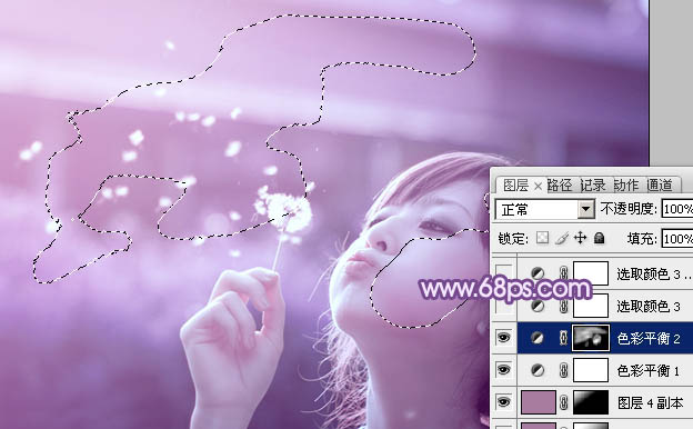 photoshop利用通道替换将外景美女调制出唯美的淡紫色
