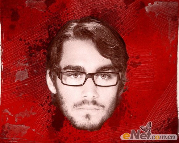 photoshop利用画笔及图层样式制作颓废的古典头像海报