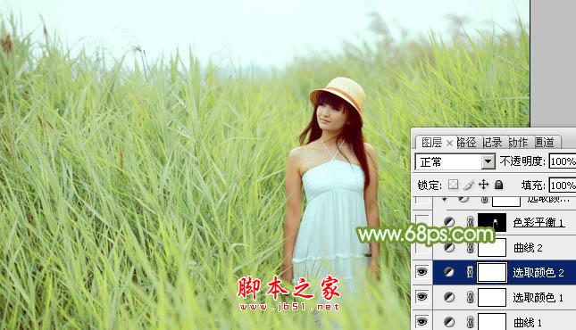 Photoshop为芦苇中的美女调制出甜美的淡绿色