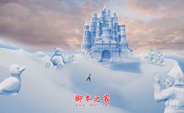 photoshop合成制作漂亮的雪景卡通乐园