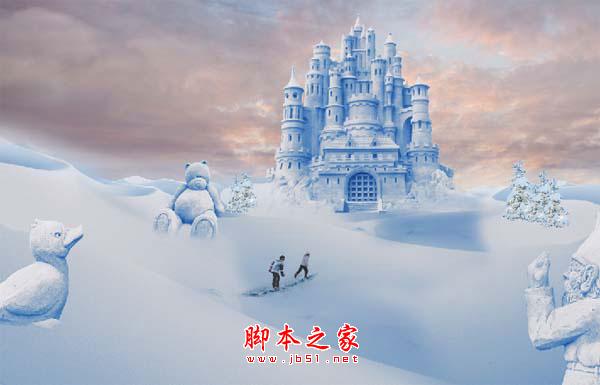 photoshop合成制作漂亮的雪景卡通乐园