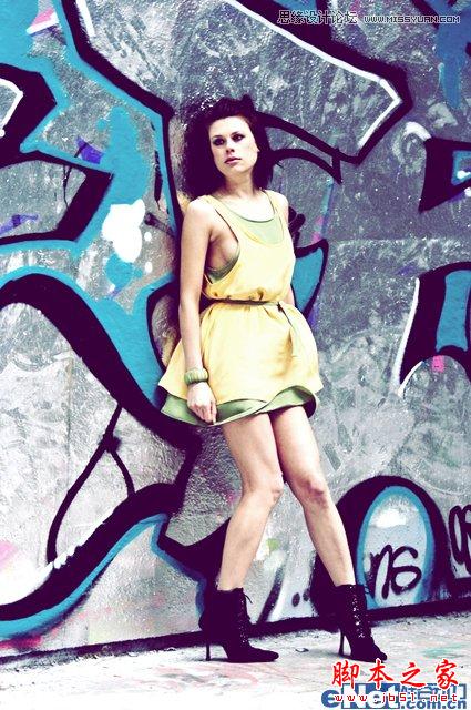 Photoshop将偏暗的国外美女调出冷艳蓝色调