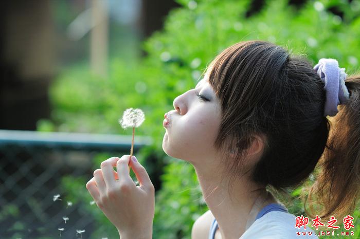 photoshop利用通道替换给外景美女加上甜美的青绿色