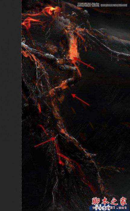 Photoshop打造超现实夜晚森林燃烧效果