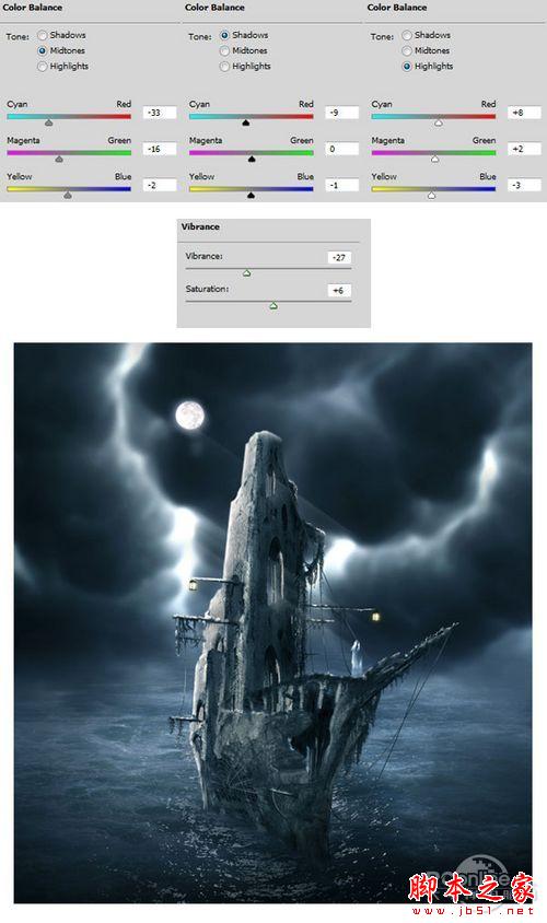 Photoshop合成制作出在海上漂泊的幽灵鬼船