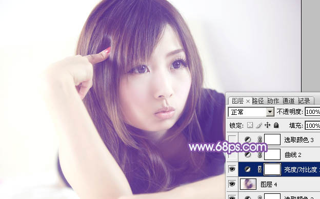 Photoshop为偏暗的室内人像调制出柔美的淡蓝色