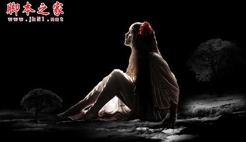 PhotoShop合成制作魔幻世界里仰望天空的美女场景