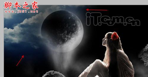 PhotoShop合成制作魔幻世界里仰望天空的美女场景