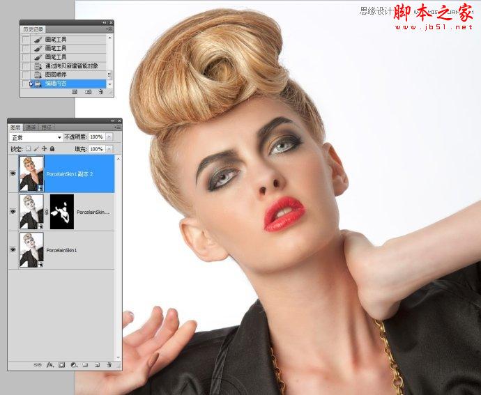 Photoshop将国外美女调制出人像瓷娃娃效果