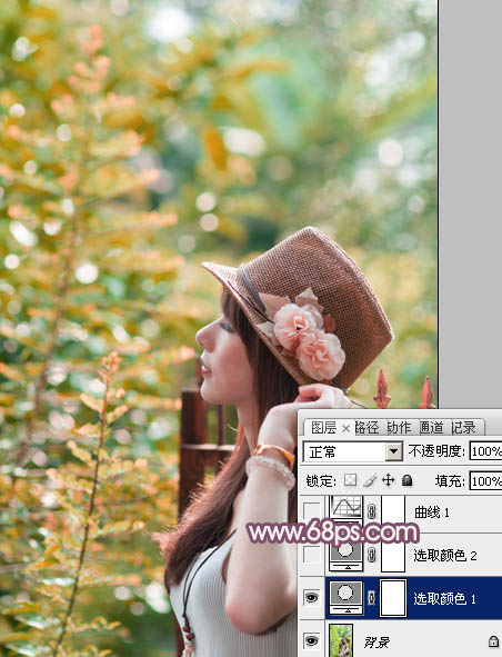 Photoshop将夏季外景美女图片调制出小清新的秋季色