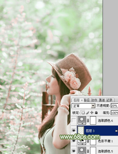 photoshop使用通道替换给外景美女增加小清新的淡绿色