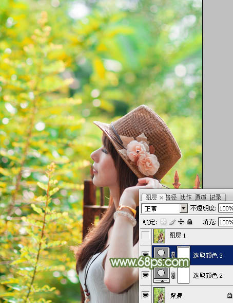 photoshop使用通道替换给外景美女增加小清新的淡绿色