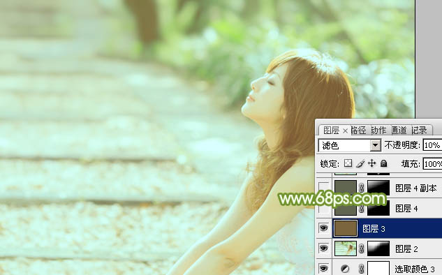 Photoshop将外景美女图片调制出淡淡的小清新绿色