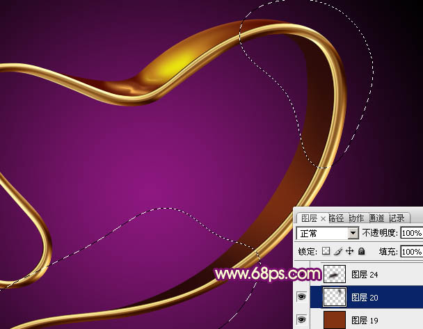 Photoshop设计制作非常华丽的金色金属彩带心形