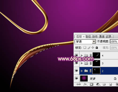 Photoshop设计制作非常华丽的金色金属彩带心形