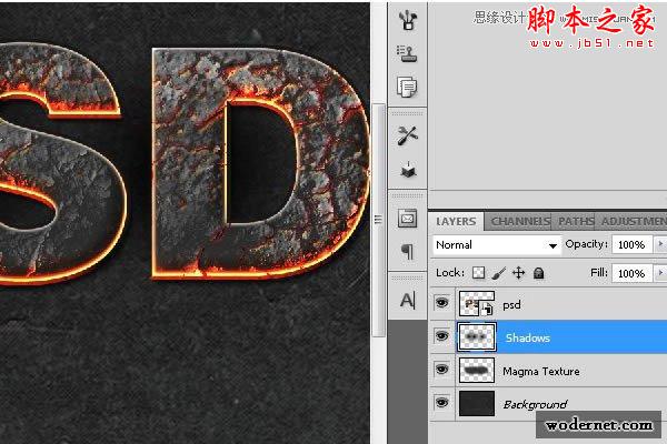 Photoshop设计制作燃烧岩石效果的立体字教程