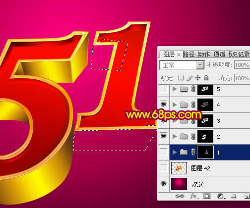 Photoshop设计制作华丽的五一金色花纹浮雕立体字