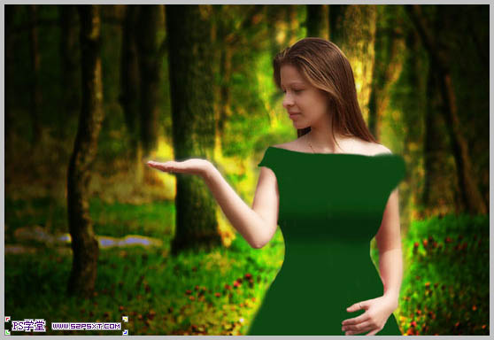 Photoshop合成制作树林中与蝴蝶交流的仙子