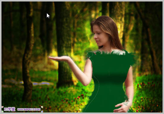 Photoshop合成制作树林中与蝴蝶交流的仙子